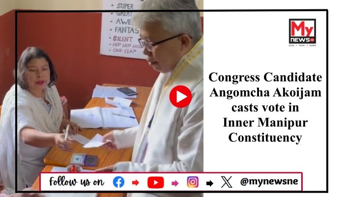 Congress Candidate Angomcha Akoijam casts vote in Inner Manipur Constituency