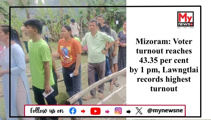 Mizoram: Voter turnout reaches 43.35 per cent by 1 pm, Lawngtlai records highest turnout