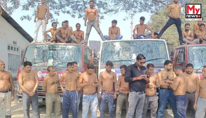 Assam: Sanitation workers stage half naked protest in Bilasipara, warn of mass agitation if demands ignored